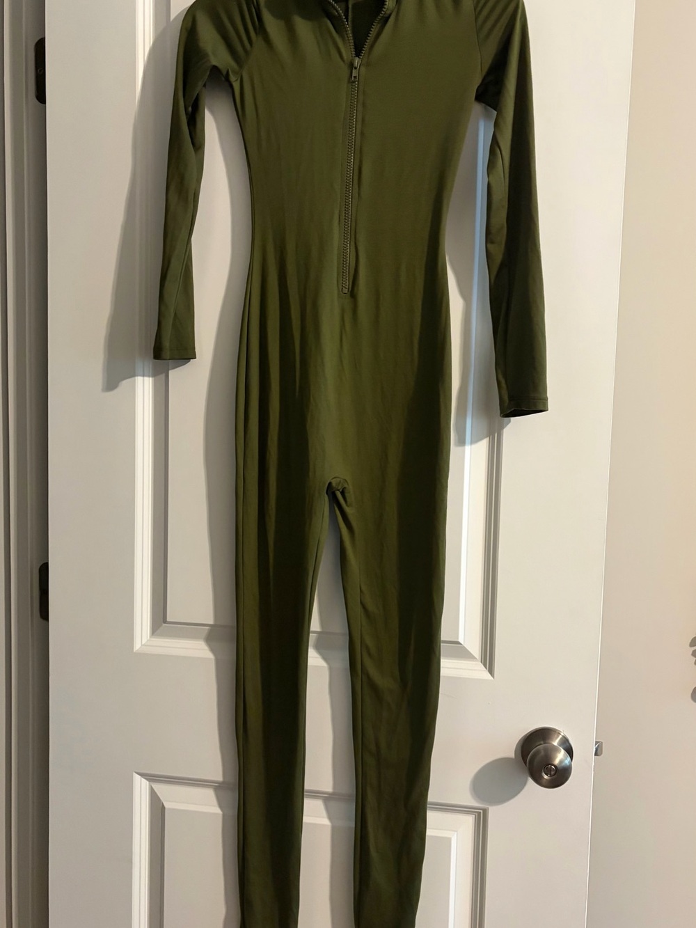 Olive Green Zip-Front One-Piece